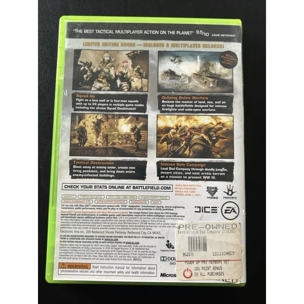 Battlefield:‎ Bad Company 2 Limited Edition (XBOX 360, 2010) Complete Video Game